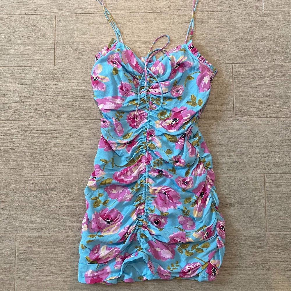 Zara Draped Floral Print Dress